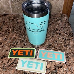 20 oz Vineyard Vines Seafoam Yeti with Stickers